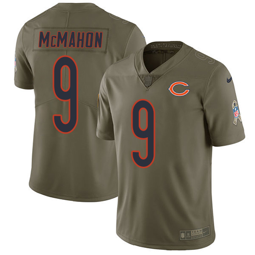 Men's Nike Chicago Bears #9 Jim McMahon Limited Olive 2017 Salute to Service NFL Jersey