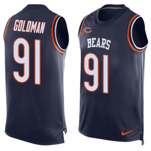 Men's Nike Chicago Bears #91 Eddie Goldman Limited Navy Blue Player Name & Number Tank Top NFL Jersey