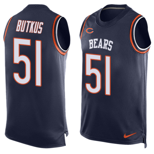 Men's Nike Chicago Bears #51 Dick Butkus Limited Navy Blue Player Name & Number Tank Top NFL Jersey