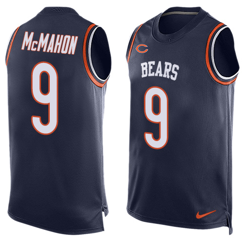 Men's Nike Chicago Bears #9 Jim McMahon Limited Navy Blue Player Name & Number Tank Top NFL Jersey