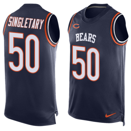 Men's Nike Chicago Bears #50 Mike Singletary Limited Navy Blue Player Name & Number Tank Top NFL Jersey