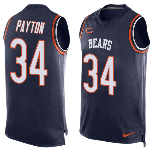 Men's Nike Chicago Bears #34 Walter Payton Limited Navy Blue Player Name & Number Tank Top NFL Jersey