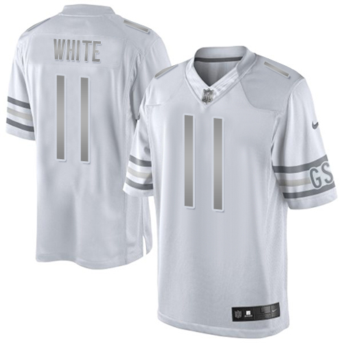 Men's Nike Chicago Bears #11 Kevin White Limited White Platinum NFL Jersey