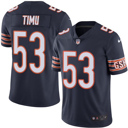 Men's Nike Chicago Bears #53 John Timu Navy Blue Team Color Vapor Untouchable Limited Player NFL Jersey
