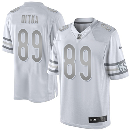 Men's Nike Chicago Bears #89 Mike Ditka Limited White Platinum NFL Jersey