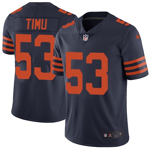 Men's Nike Chicago Bears #53 John Timu Navy Blue Alternate Vapor Untouchable Limited Player NFL Jersey