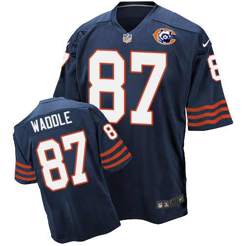 Men's Nike Chicago Bears #87 Tom Waddle Elite Navy Blue Throwback NFL Jersey