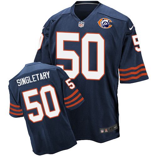 Men's Nike Chicago Bears #50 Mike Singletary Elite Navy Blue Throwback NFL Jersey