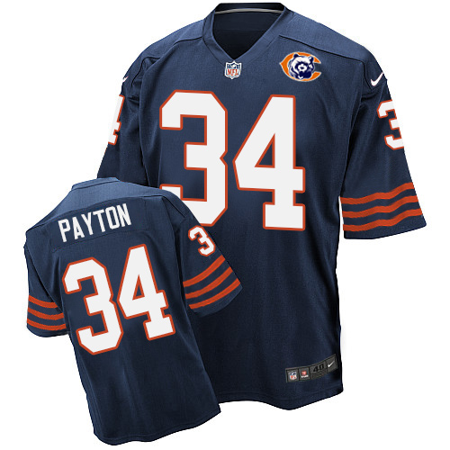 Men's Nike Chicago Bears #34 Walter Payton Elite Navy Blue Throwback NFL Jersey