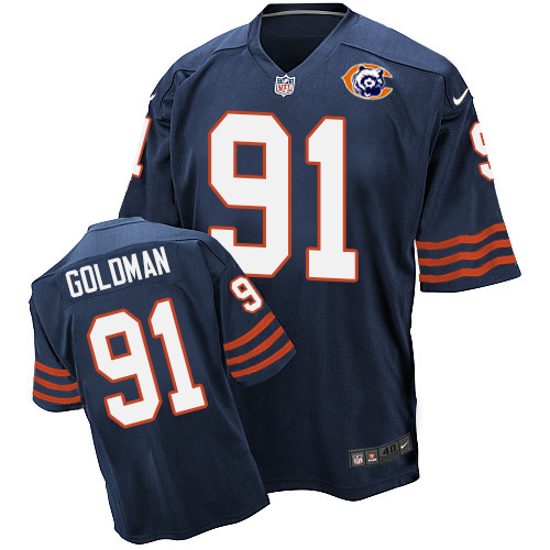 Men's Nike Chicago Bears #91 Eddie Goldman Elite Navy Blue Throwback NFL Jersey