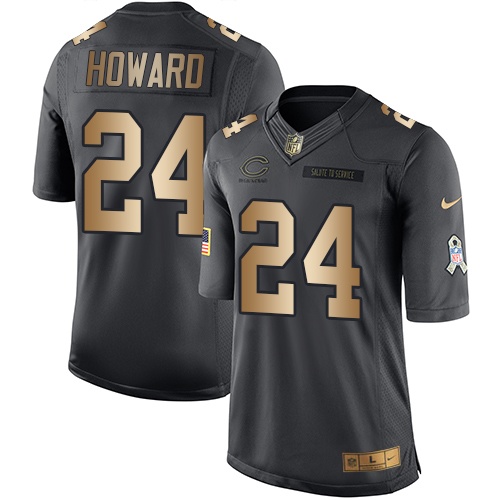 Men's Nike Chicago Bears #24 Jordan Howard Limited Black/Gold Salute to Service NFL Jersey