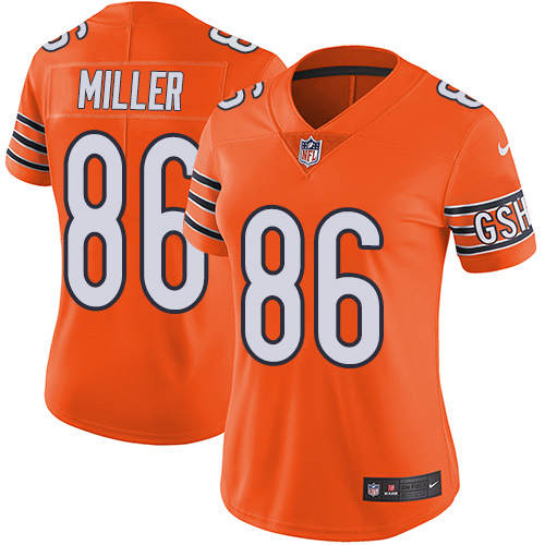 Women's Nike Chicago Bears #86 Zach Miller Limited Orange Rush Vapor Untouchable NFL Jersey