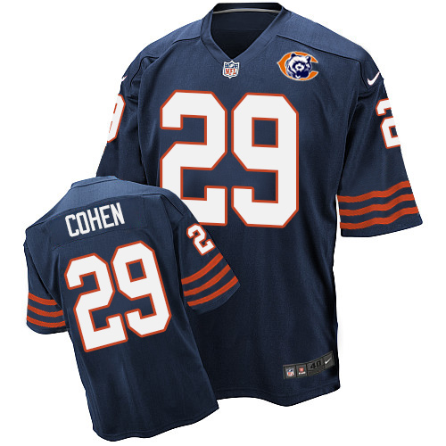 Men's Nike Chicago Bears #29 Tarik Cohen Elite Navy Blue Throwback NFL Jersey
