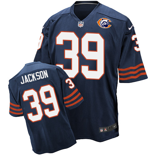 Men's Nike Chicago Bears #39 Eddie Jackson Elite Navy Blue Throwback NFL Jersey
