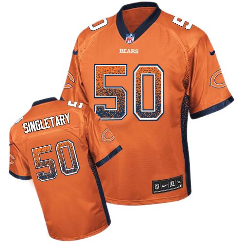 Men's Nike Chicago Bears #50 Mike Singletary Elite Orange Drift Fashion NFL Jersey