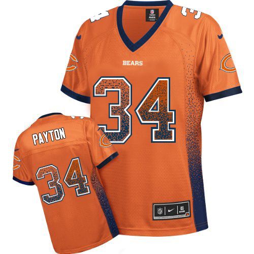 Women's Nike Chicago Bears #34 Walter Payton Elite Orange Drift Fashion NFL Jersey