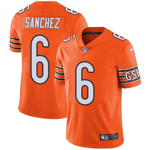 Men's Nike Chicago Bears #6 Mark Sanchez Elite Orange Rush Vapor Untouchable NFL Jersey