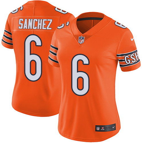 Women's Nike Chicago Bears #6 Mark Sanchez Limited Orange Rush Vapor Untouchable NFL Jersey