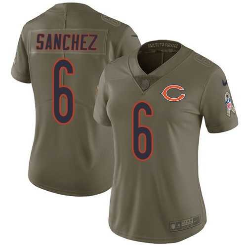 Women's Nike Chicago Bears #6 Mark Sanchez Limited Olive 2017 Salute to Service NFL Jersey