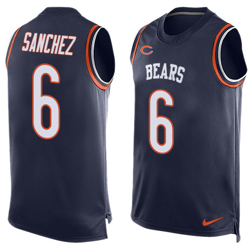 Men's Nike Chicago Bears #6 Mark Sanchez Limited Navy Blue Player Name & Number Tank Top NFL Jersey