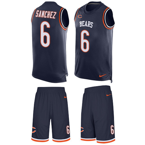 Men's Nike Chicago Bears #6 Mark Sanchez Limited Navy Blue Tank Top Suit NFL Jersey
