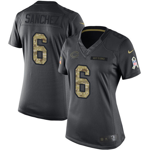 Women's Nike Chicago Bears #6 Mark Sanchez Limited Black 2016 Salute to Service NFL Jersey