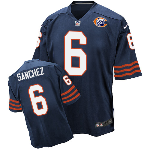 Men's Nike Chicago Bears #6 Mark Sanchez Elite Navy Blue Throwback NFL Jersey