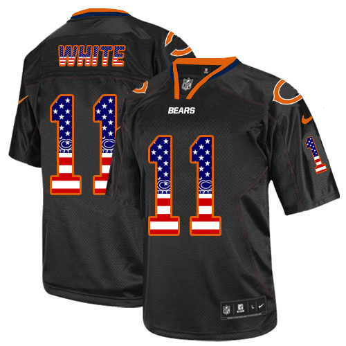Men's Nike Chicago Bears #11 Kevin White Elite Black USA Flag Fashion NFL Jersey