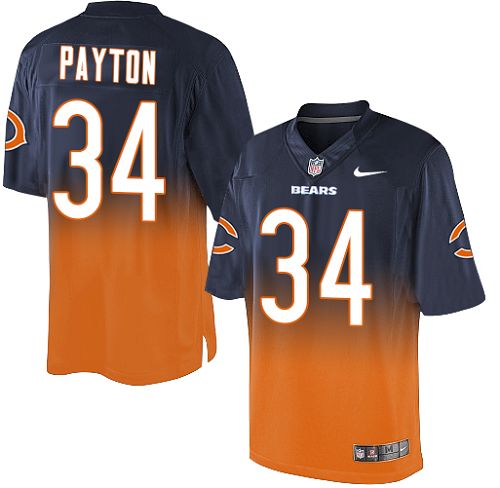 Men's Nike Chicago Bears #34 Walter Payton Elite Navy/Orange Fadeaway NFL Jersey