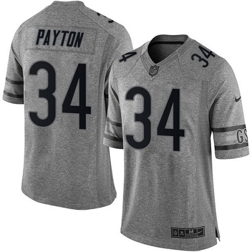 Men's Nike Chicago Bears #34 Walter Payton Limited Gray Gridiron NFL Jersey