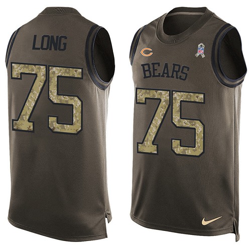 Men's Nike Chicago Bears #75 Kyle Long Limited Green Salute to Service Tank Top NFL Jersey