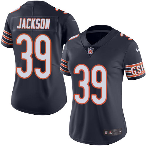 Women's Nike Chicago Bears #39 Eddie Jackson Navy Blue Team Color Vapor Untouchable Limited Player NFL Jersey