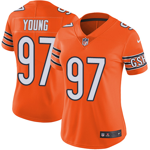 Women's Nike Chicago Bears #97 Willie Young Limited Orange Rush Vapor Untouchable NFL Jersey