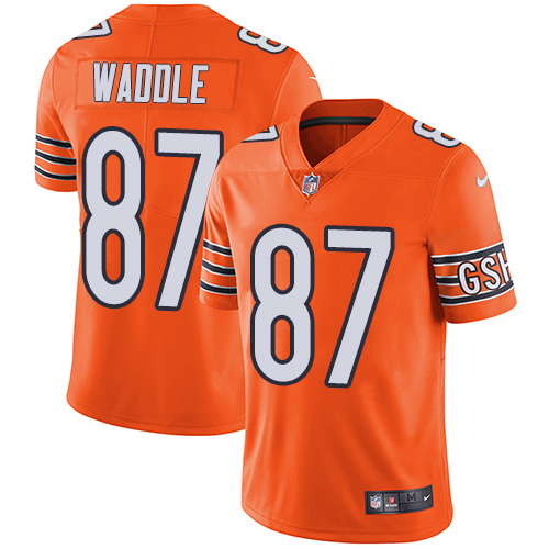 Youth Nike Chicago Bears #87 Tom Waddle Limited Orange Rush Vapor Untouchable NFL Jersey