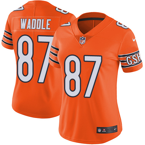 Women's Nike Chicago Bears #87 Tom Waddle Limited Orange Rush Vapor Untouchable NFL Jersey