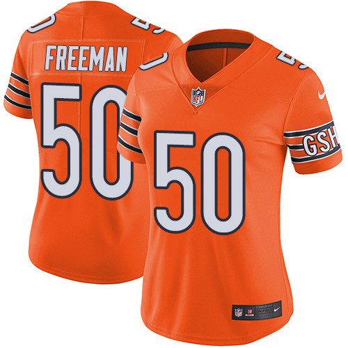 Women's Nike Chicago Bears #50 Jerrell Freeman Limited Orange Rush Vapor Untouchable NFL Jersey
