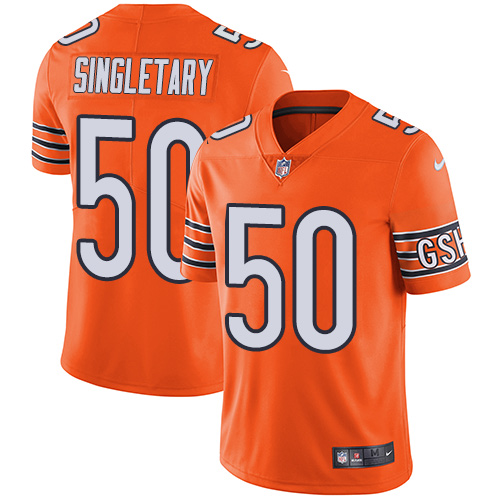 Men's Nike Chicago Bears #50 Mike Singletary Elite Orange Rush Vapor Untouchable NFL Jersey