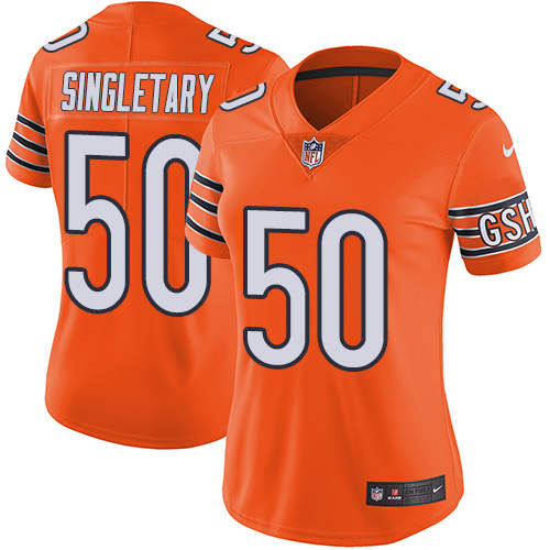Women's Nike Chicago Bears #50 Mike Singletary Limited Orange Rush Vapor Untouchable NFL Jersey
