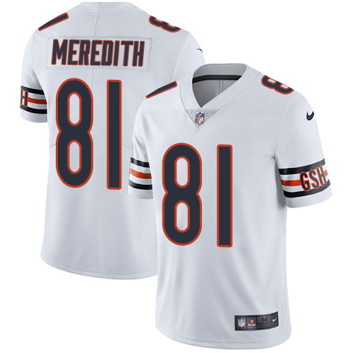 Men's Nike Chicago Bears #81 Cameron Meredith White Vapor Untouchable Limited Player NFL Jersey