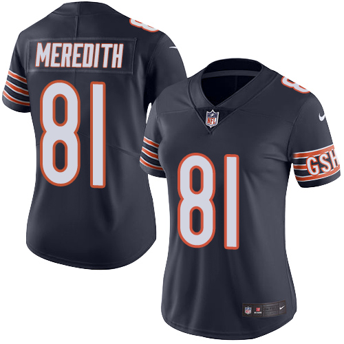 Women's Nike Chicago Bears #81 Cameron Meredith Navy Blue Team Color Vapor Untouchable Limited Player NFL Jersey