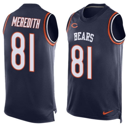 Men's Nike Chicago Bears #81 Cameron Meredith Limited Navy Blue Player Name & Number Tank Top NFL Jersey