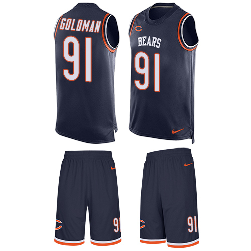 Men's Nike Chicago Bears #91 Eddie Goldman Limited Navy Blue Tank Top Suit NFL Jersey