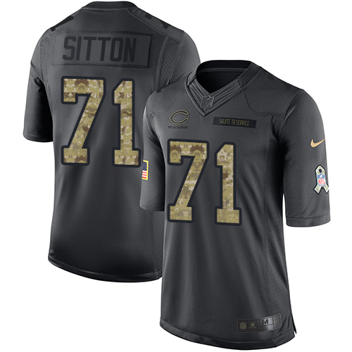 Men's Nike Chicago Bears #71 Josh Sitton Limited Black 2016 Salute to Service NFL Jersey