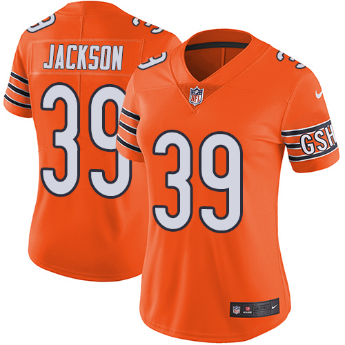 Women's Nike Chicago Bears #39 Eddie Jackson Limited Orange Rush Vapor Untouchable NFL Jersey