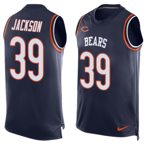 Men's Nike Chicago Bears #39 Eddie Jackson Limited Navy Blue Player Name & Number Tank Top NFL Jersey