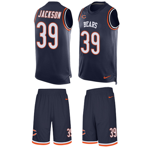 Men's Nike Chicago Bears #39 Eddie Jackson Limited Navy Blue Tank Top Suit NFL Jersey