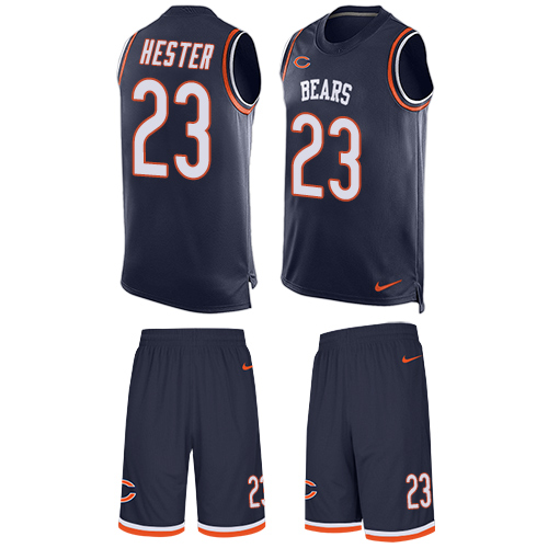 Men's Nike Chicago Bears #23 Devin Hester Limited Navy Blue Tank Top Suit NFL Jersey
