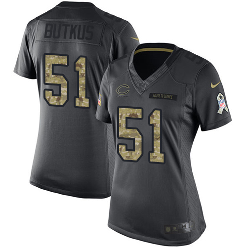 Women's Nike Chicago Bears #51 Dick Butkus Limited Black 2016 Salute to Service NFL Jersey