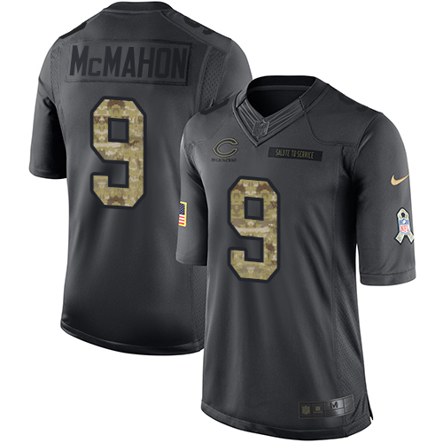 Men's Nike Chicago Bears #9 Jim McMahon Limited Black 2016 Salute to Service NFL Jersey