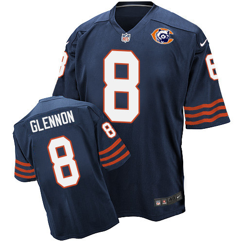 Men's Nike Chicago Bears #8 Mike Glennon Elite Navy Blue Throwback NFL Jersey